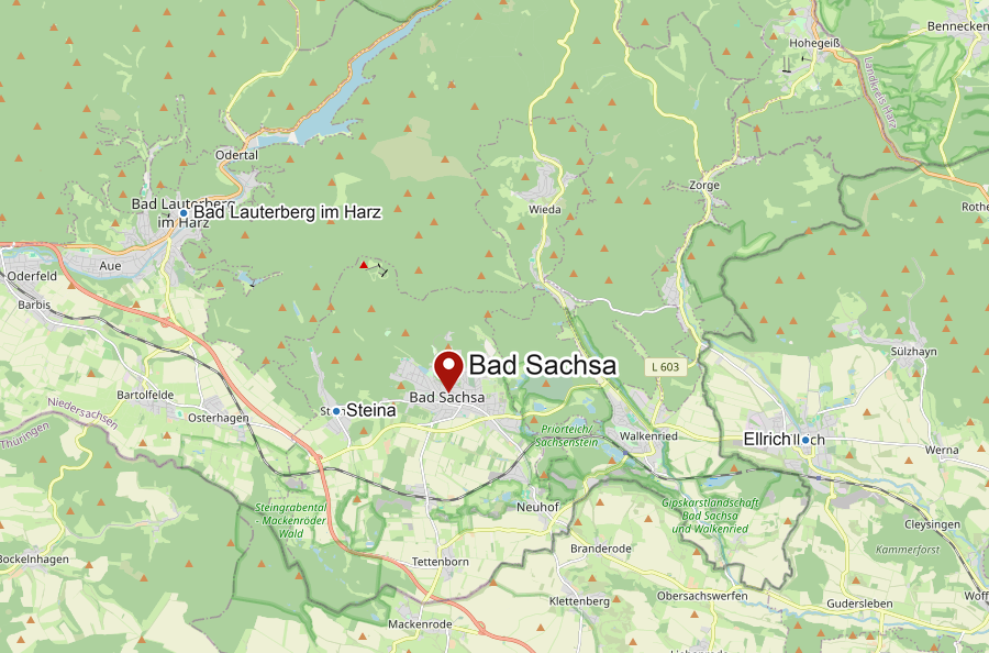 Carte de Bad Sachsa et du sud du Harz