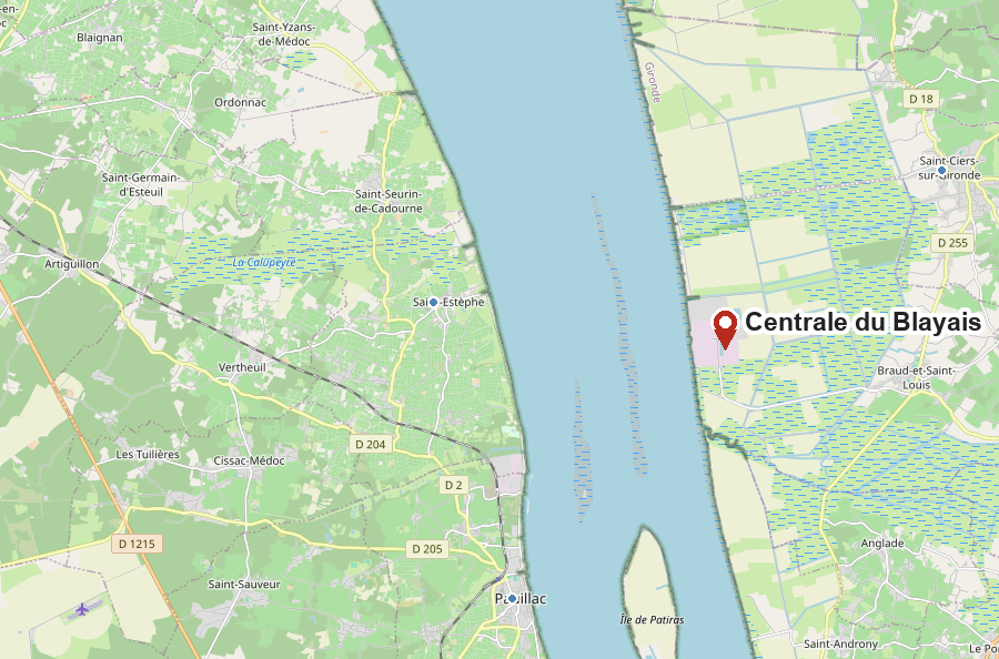 Carte de la centrale du Blayais