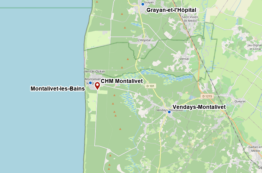 Carte du Centre Hélio-Marin de Montalivet sur la côte atlantique