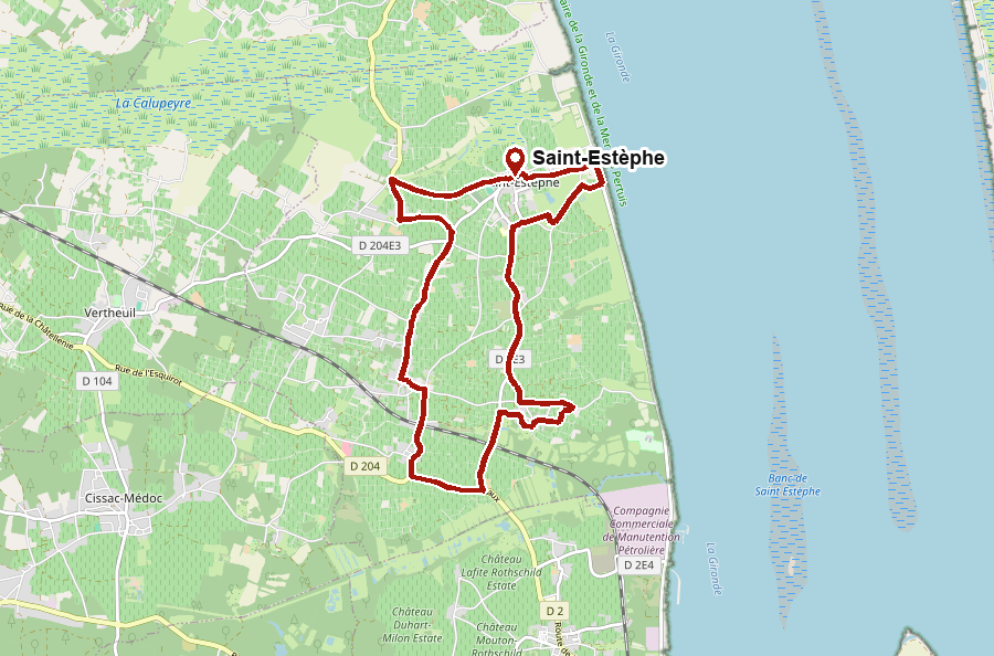 Karte der Wanderung bei Saint-Estèphe